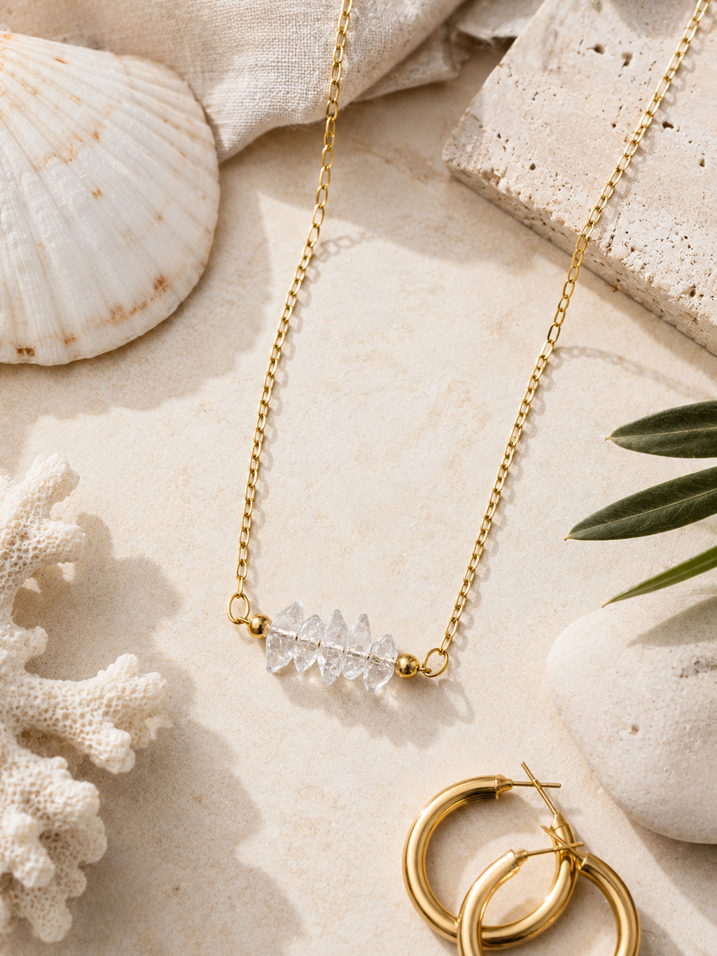 Raw Light | Herkimer Diamond Crystal Layering Necklace | Handmade Gift Jewelry