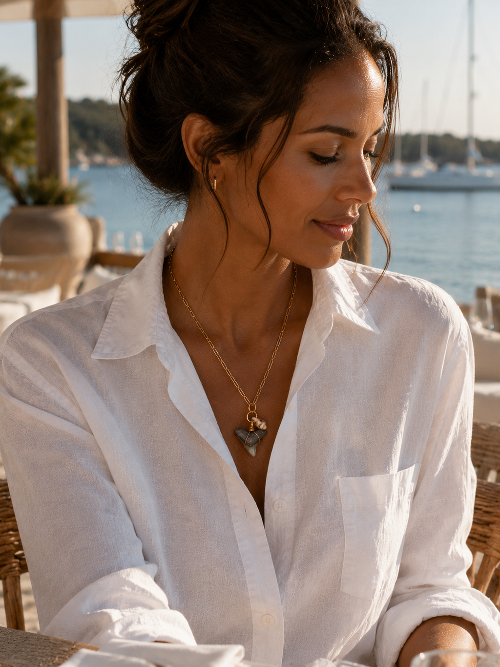 Shell & Stone | Natural Fossil Shark Tooth & Seashell Necklace | Handmade Gift Jewelry