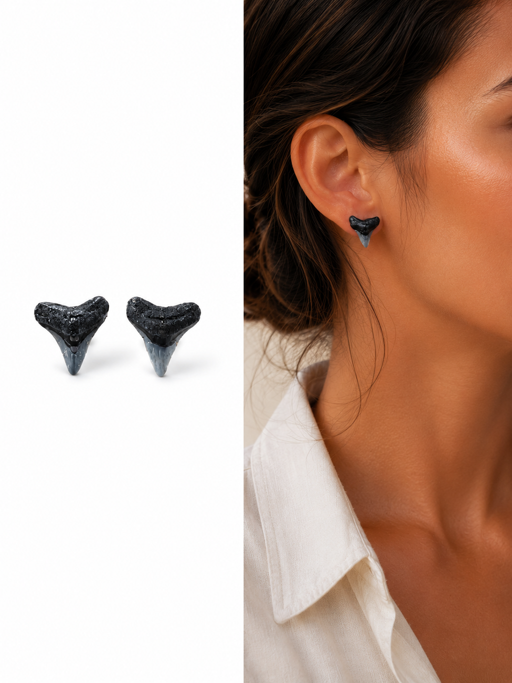 Bare & Unearthed | Natural Fossil Shark Tooth Earrings | Handmade Gift Jewelry