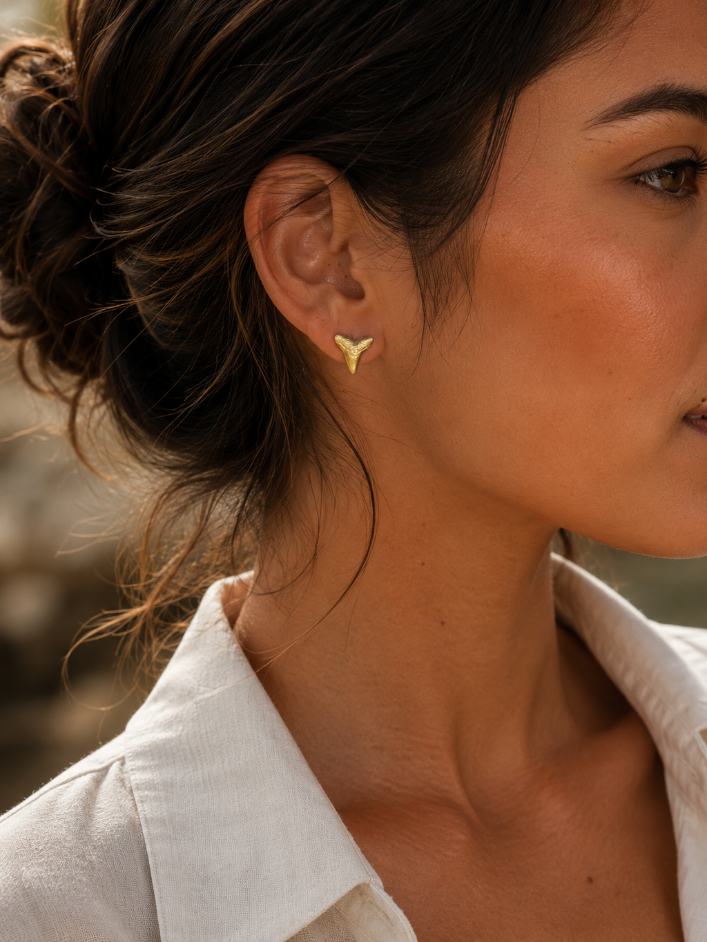 Gilded Pair | Gold Hand-Painted Fossil Shark Tooth Earrings | Handmade Gift