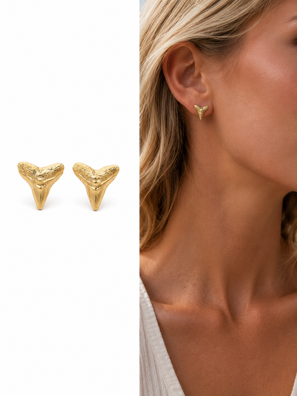 Gilded Pair | Gold Hand-Painted Fossil Shark Tooth Earrings | Handmade Gift