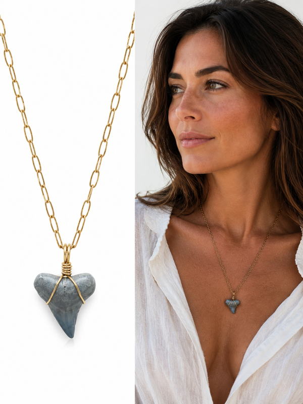 Something Blue | Fossil Shark Tooth Necklace | Handmade Gift Jewelry