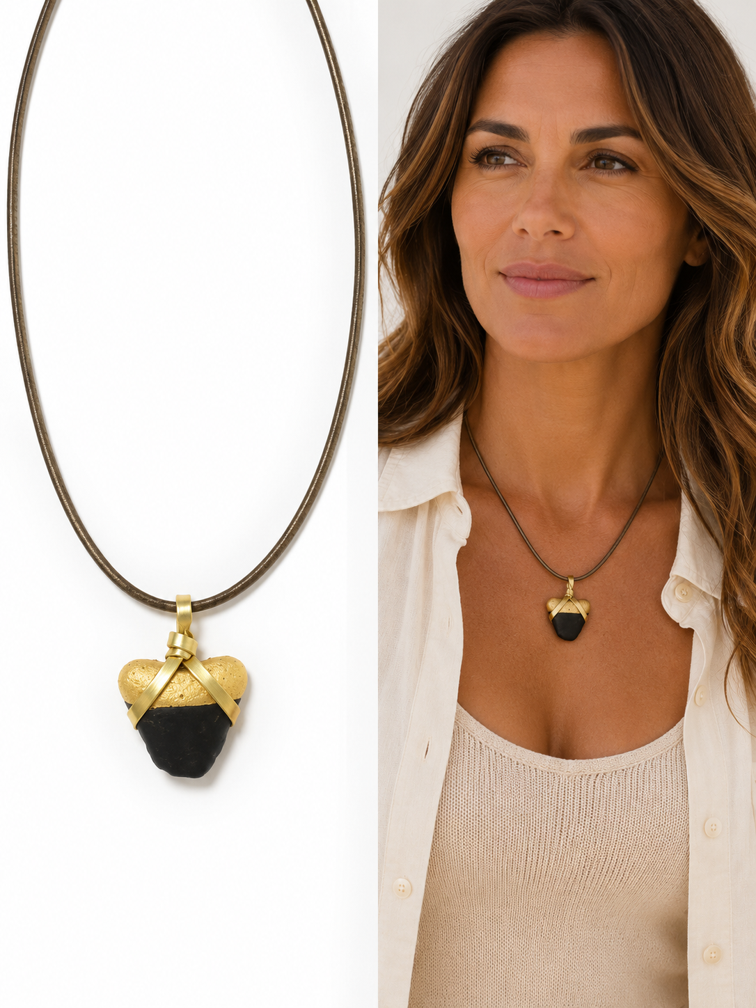Crowned | Gold-Painted Fossil Megalodon Tooth Necklace | Unique Handmade Gift