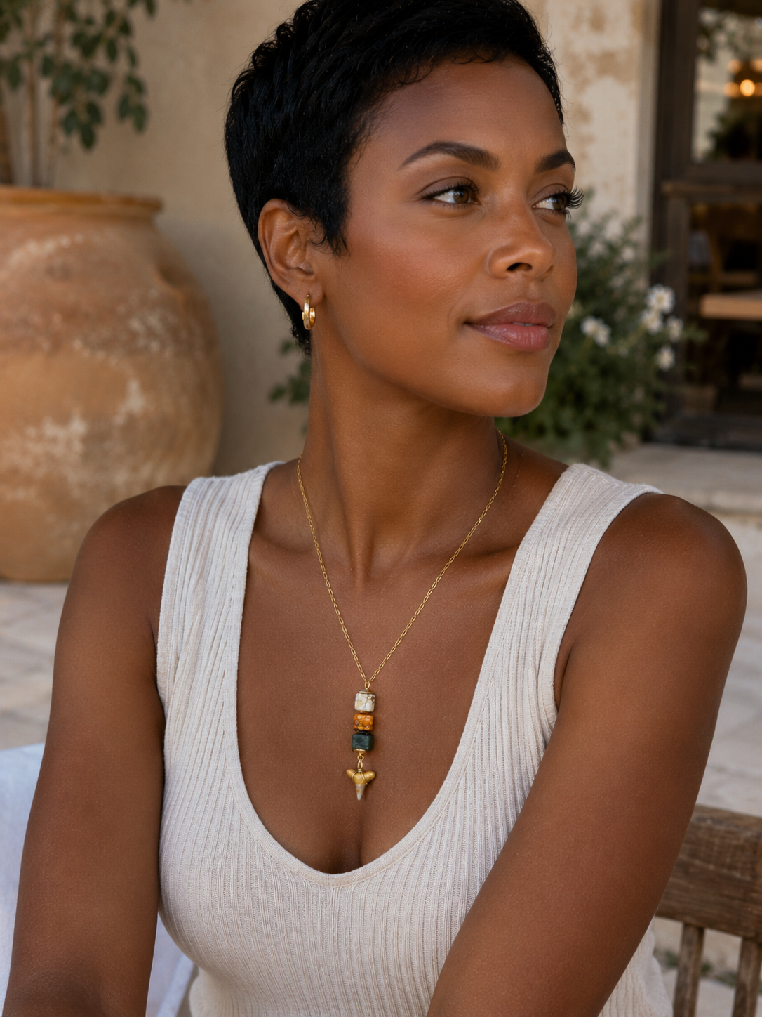 The Becoming | Fossil Lemon Shark Tooth & Labradorite Necklace | One of a Kind Gift Jewelry
