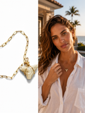 Fossil Shark Tooth Necklace | Gold Paperclip Chain | Handmade Gift Jewelry | 16 or 18 Inch