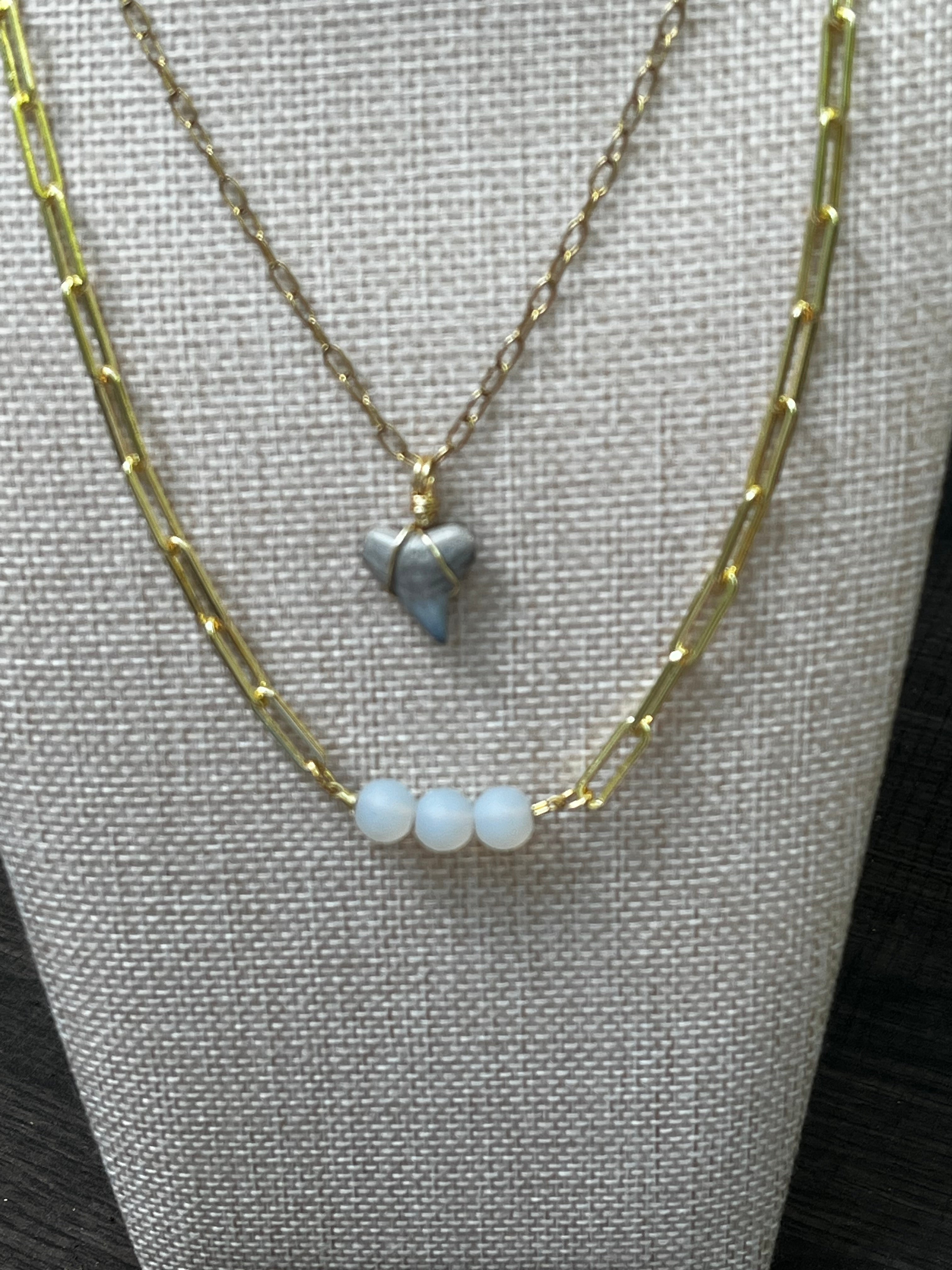 Still & Blue | Fossil Shark Tooth Layered Necklace Set | Handmade Gift for Her