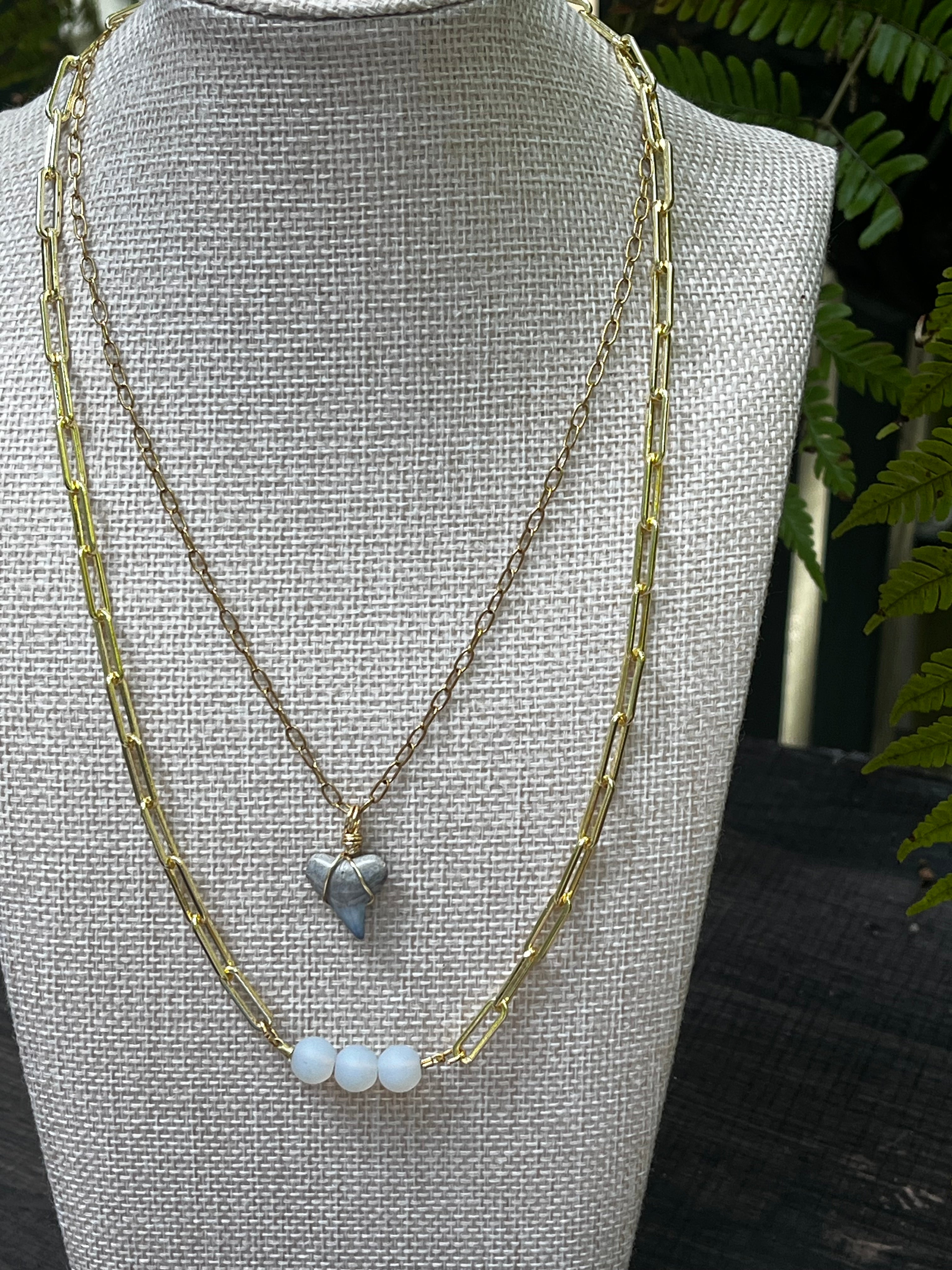 Still & Blue | Fossil Shark Tooth Layered Necklace Set | Handmade Gift for Her