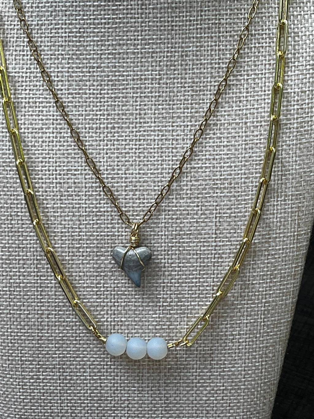 Still & Blue | Fossil Shark Tooth Layered Necklace Set | Handmade Gift for Her