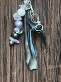 Moonlit Tide | Fossil Sand Tiger Shark Tooth, Mother of Pearl & Morganite Necklace | Gift for Her