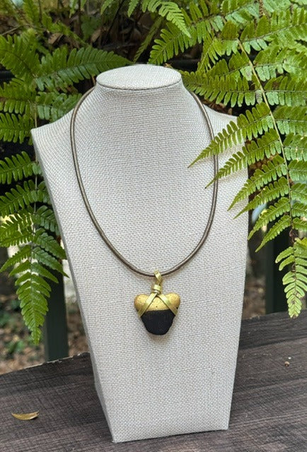 Crowned | Gold-Painted Fossil Megalodon Tooth Necklace | Unique Handmade Gift