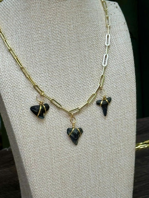 Midnight Trio | Set of 3 Fossil Shark Tooth Necklaces | Handmade Gift for Her