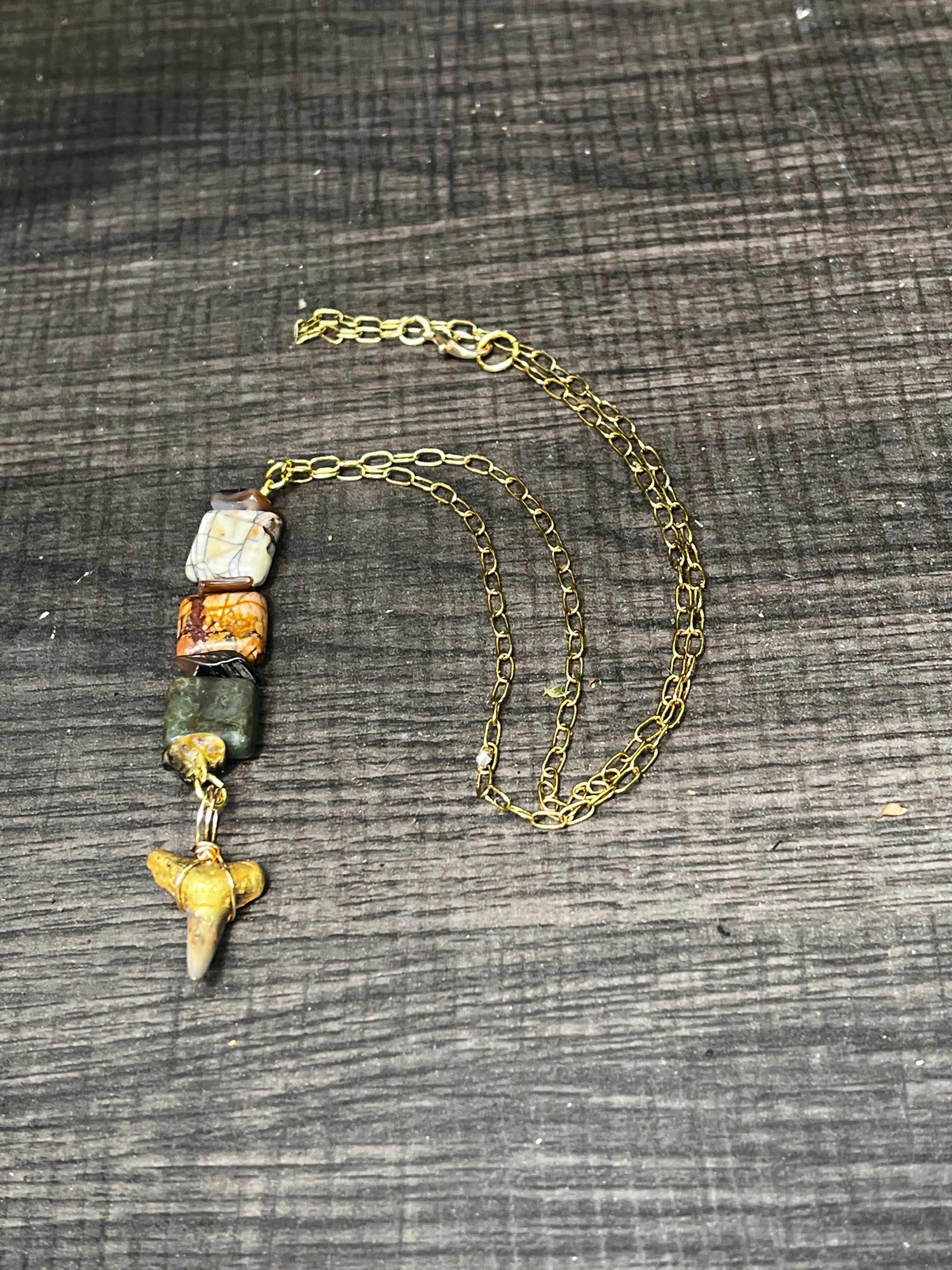 The Becoming | Fossil Lemon Shark Tooth & Labradorite Necklace | One of a Kind Gift Jewelry