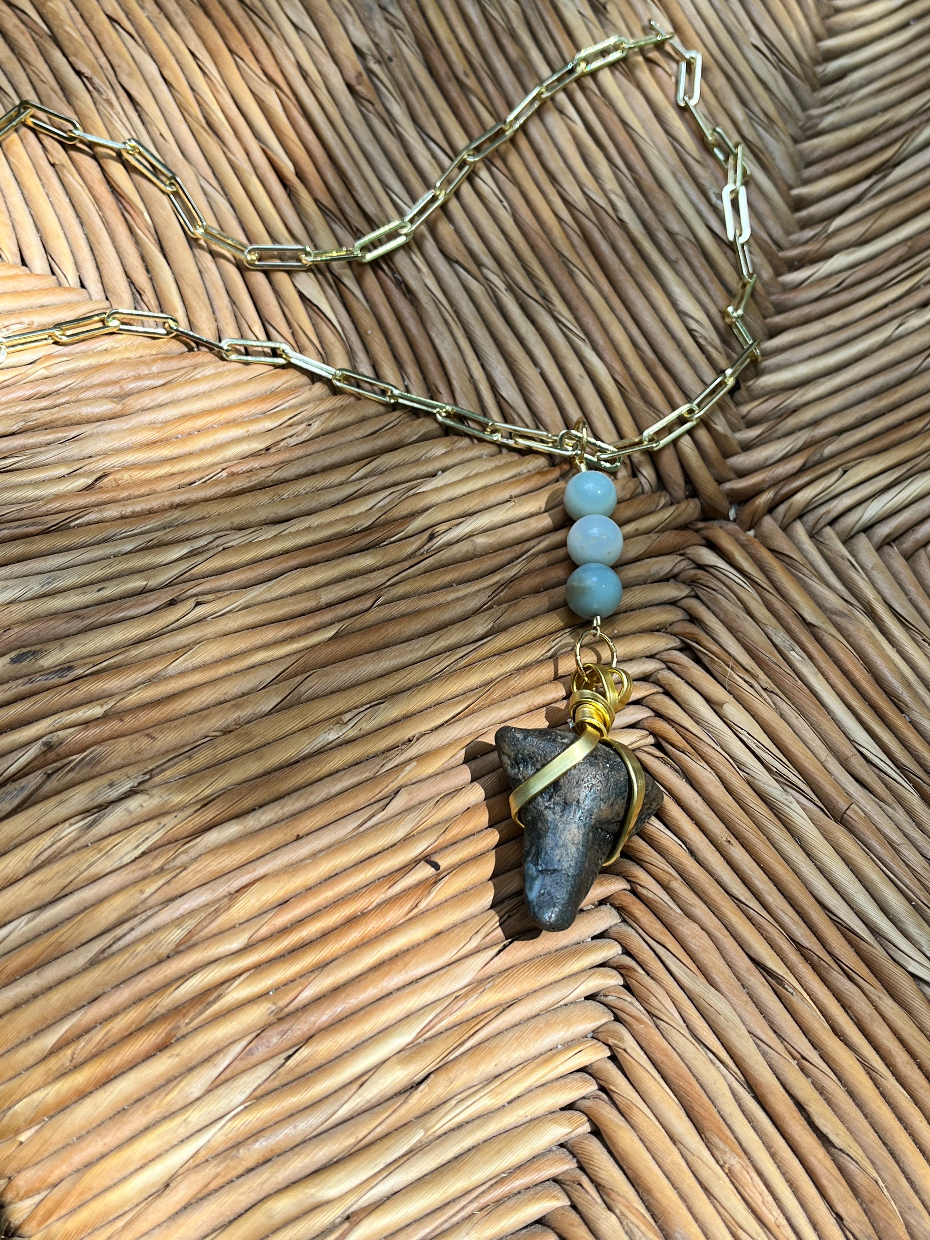 Driftwood & Soul | Fossil Shark Tooth & Labradorite Necklace | One of a Kind Gift Jewelry