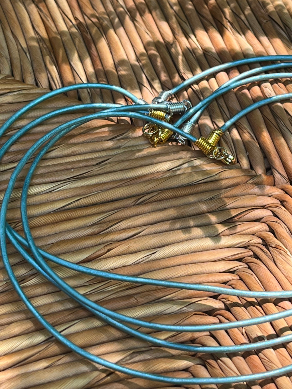 Fossil Shark Tooth Necklace on Turquoise Leather Cord | Handmade Gift Jewelry