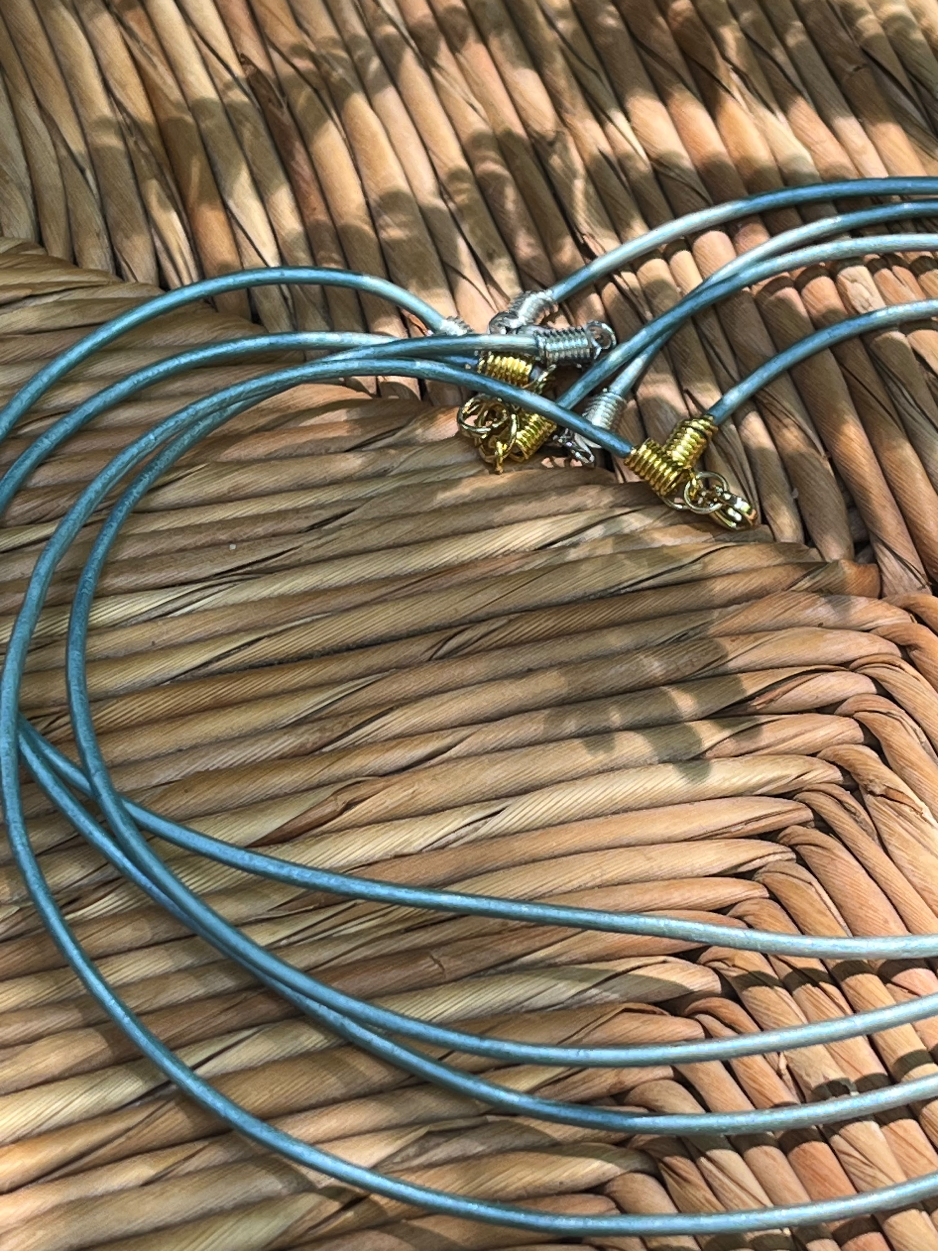 Fossil Shark Tooth Necklace on Turquoise Leather Cord | Handmade Gift Jewelry