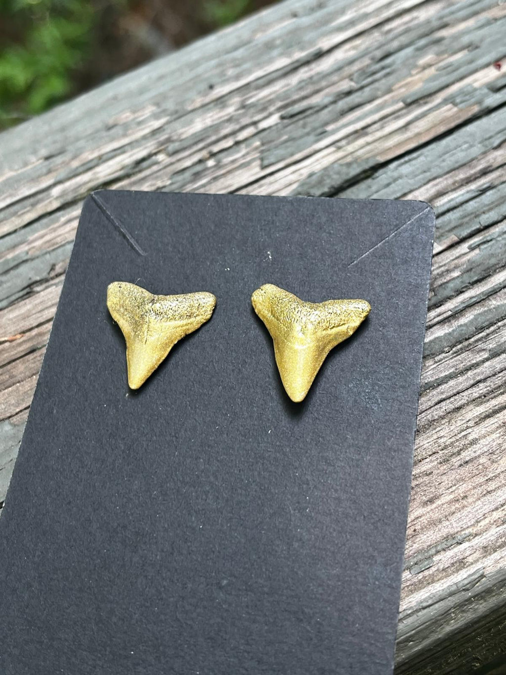 Gilded Pair | Gold Hand-Painted Fossil Shark Tooth Earrings | Handmade Gift