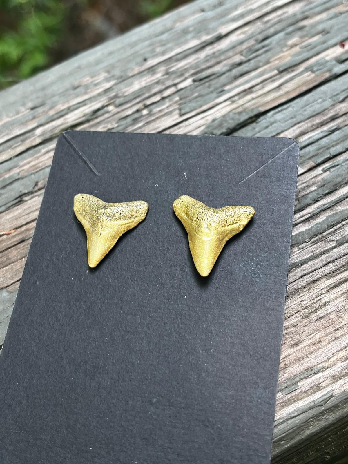 Gilded Pair | Gold Hand-Painted Fossil Shark Tooth Earrings | Handmade Gift