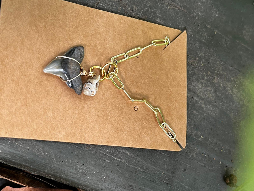 Shell & Stone | Natural Fossil Shark Tooth & Seashell Necklace | Handmade Gift Jewelry