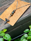 Silver Moon | Fossil Lemon Shark Tooth & Freshwater Pearl Necklace | Handmade Gift Jewelry