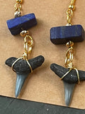 True Blue | Lapis Lazuli & Fossil Shark Tooth Earrings | Handmade Gift Jewelry