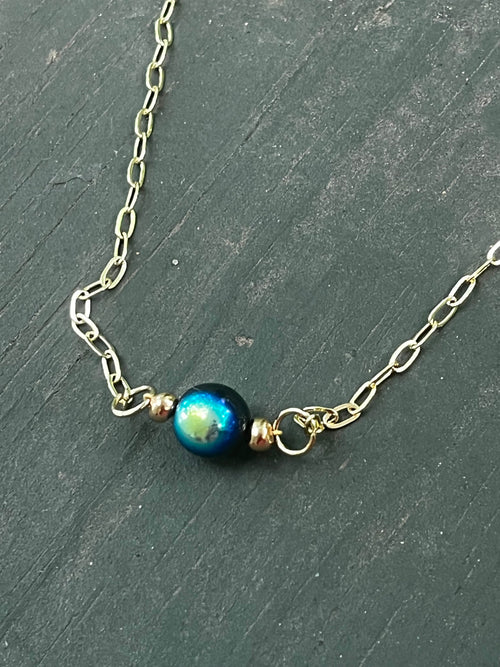 Deep Current | Ombre Glass Bead Layering Necklace | Handmade Gift Jewelry