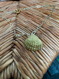 Golden Shore | Hand-Painted Gold Seashell Necklace | Handmade Gift Jewelry