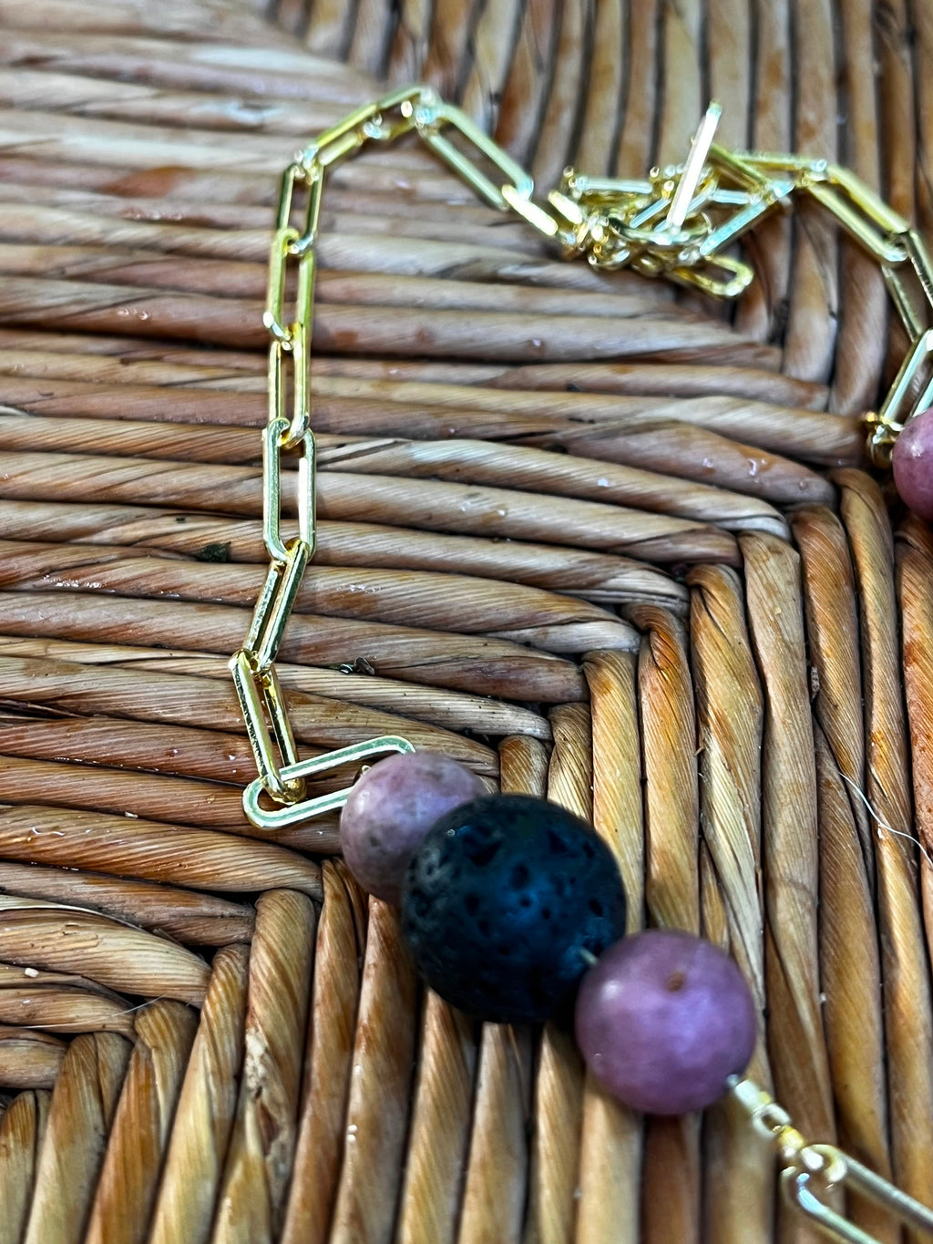 She Came Back | Fossil Megalodon Tooth, Rhodonite & Lava Stone Necklace | Handmade Gift for Her