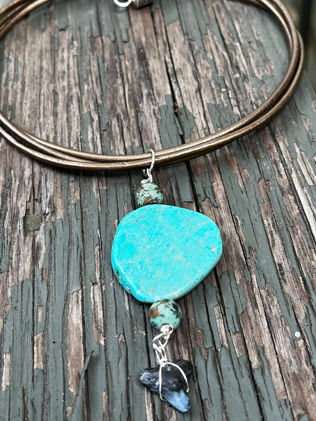 Rooted | Fossil Bull Shark Tooth & African Turquoise Leather Necklace | Handmade Gift for Her