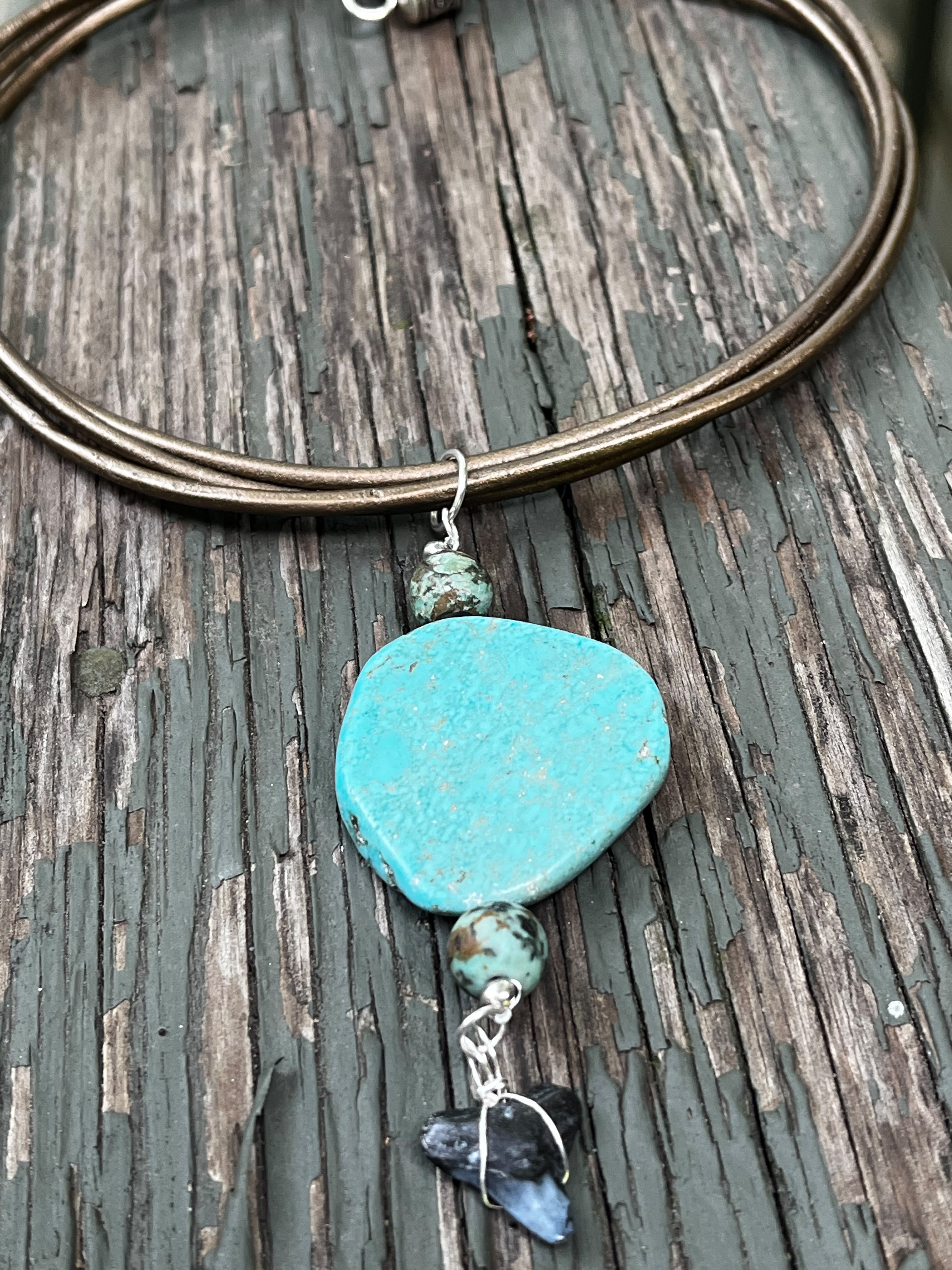 Rooted | Fossil Bull Shark Tooth & African Turquoise Leather Necklace | Handmade Gift for Her