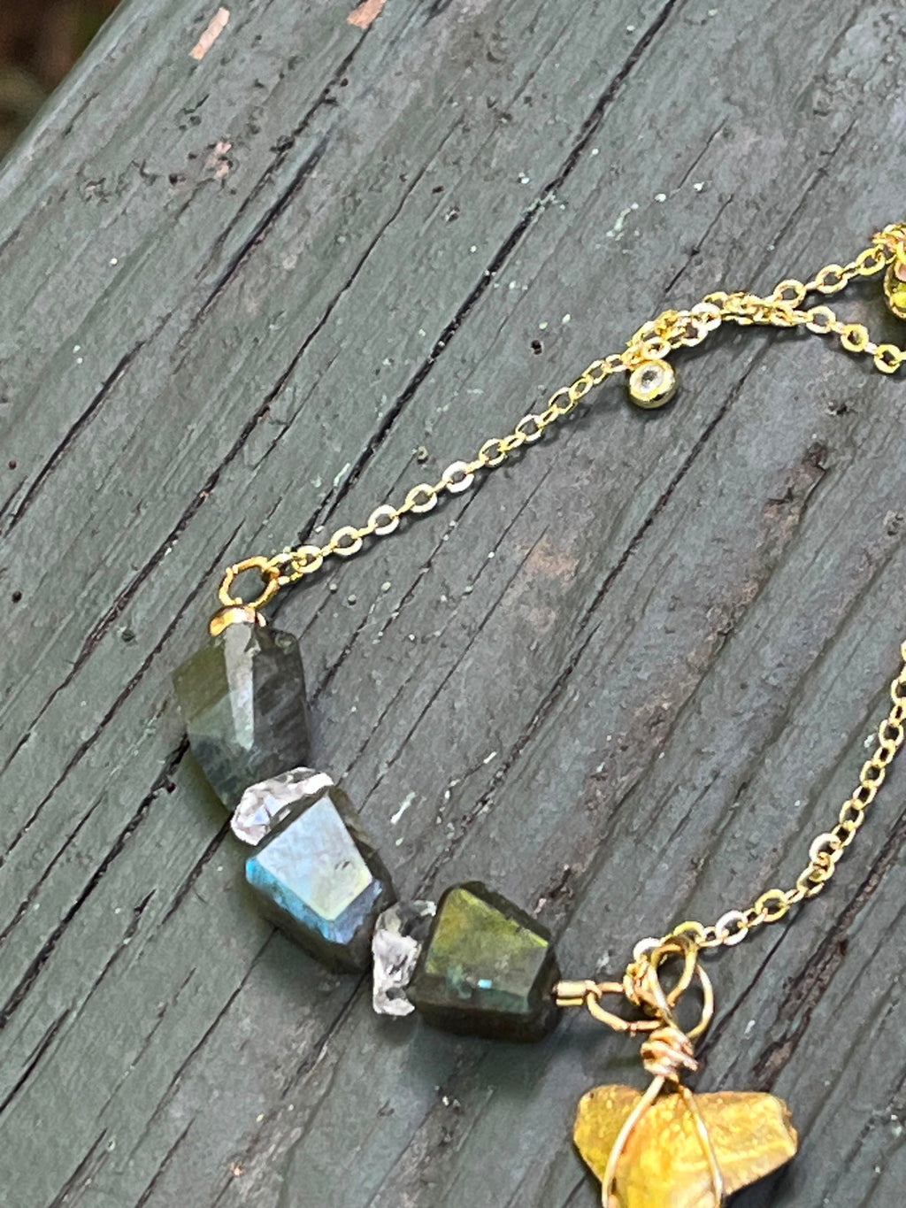 Labradorite Fossil Shark Tooth Bracelet Quartz Point Pendant