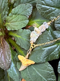 Gold Fossil Shark Tooth Bracelet Jasper Chip Bead Charm