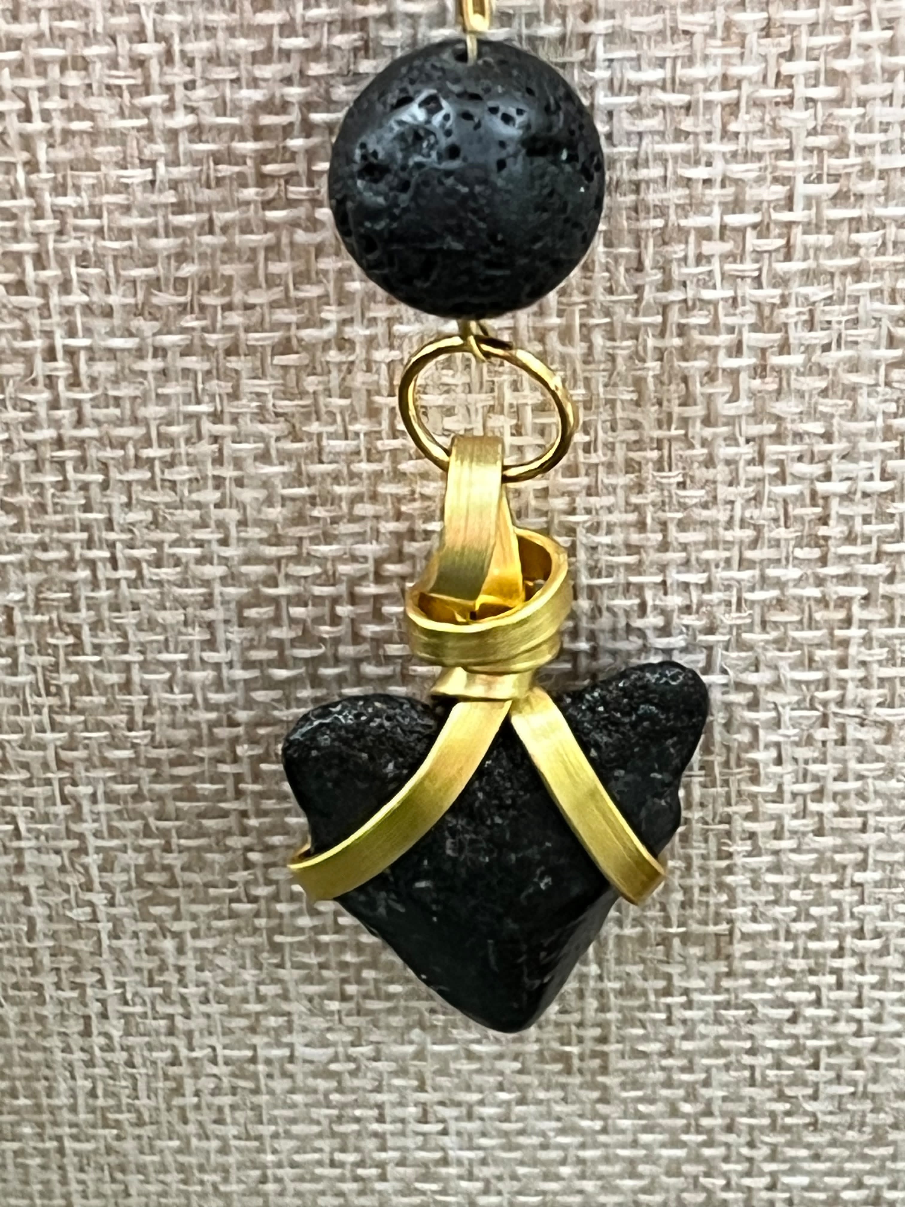 Ash & Ocean | Fossil Megalodon Tooth & Lava Rock Necklace | Handmade Gift Jewelry