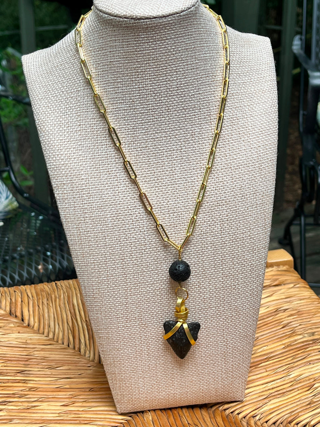 Ash & Ocean | Fossil Megalodon Tooth & Lava Rock Necklace | Handmade Gift Jewelry