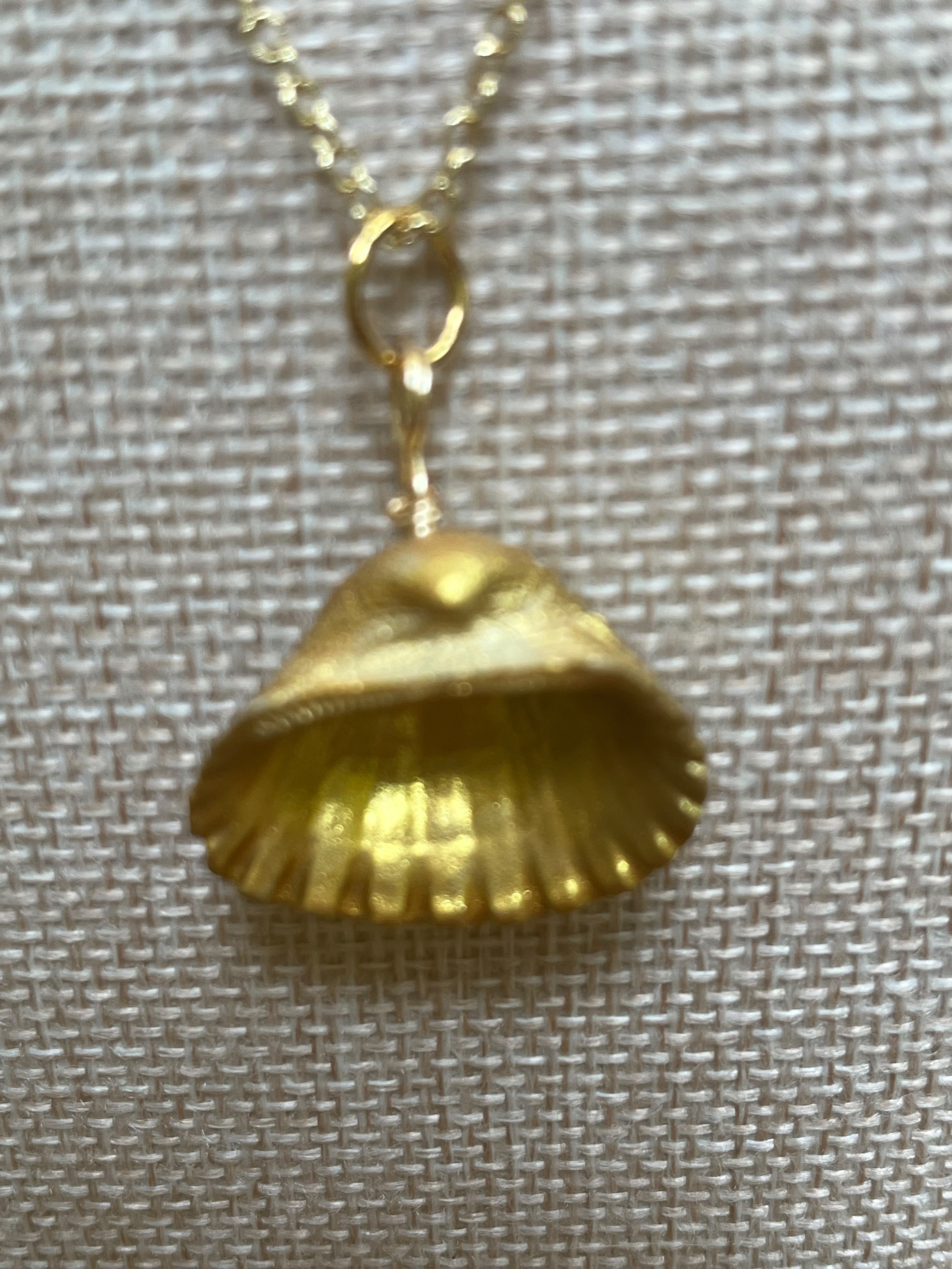 Golden Shore | Hand-Painted Gold Seashell Necklace | Handmade Gift Jewelry
